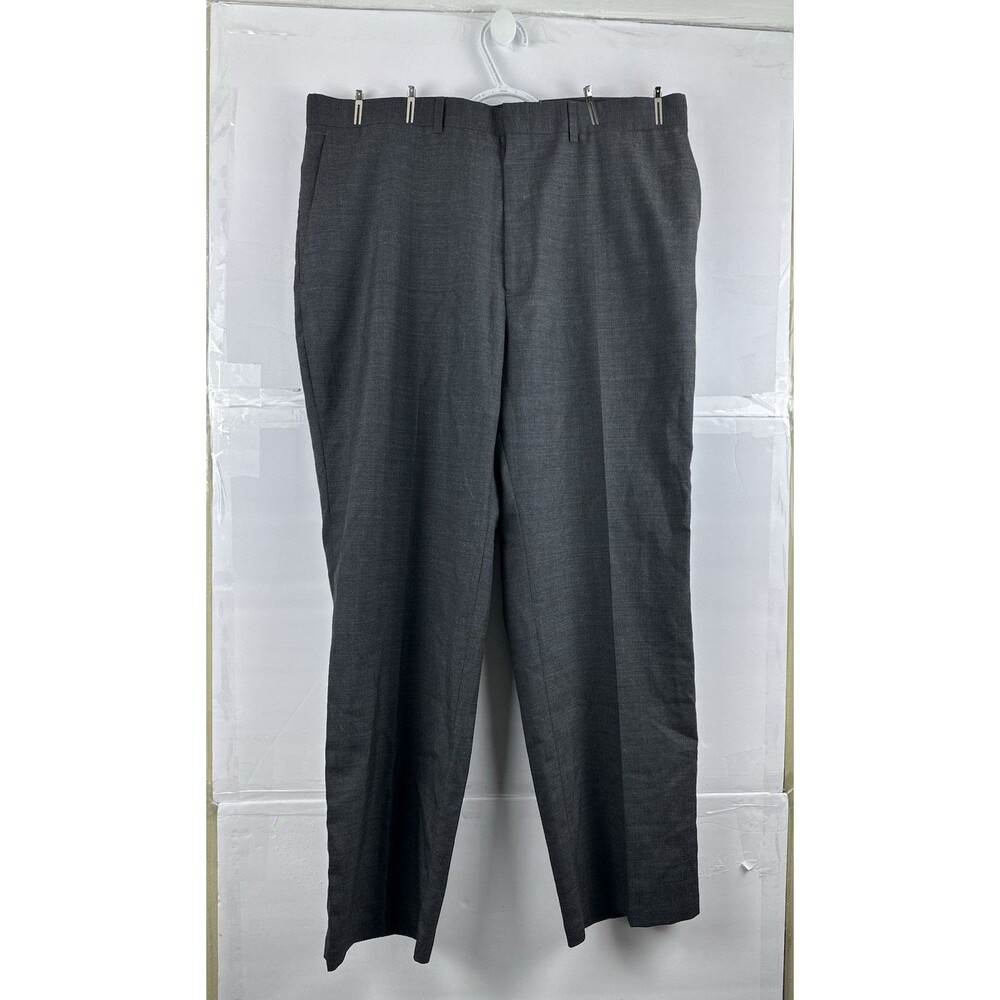 DKNY Men's Dress Pants 38x29 Charcoal Gray Wool Blend Flat Front